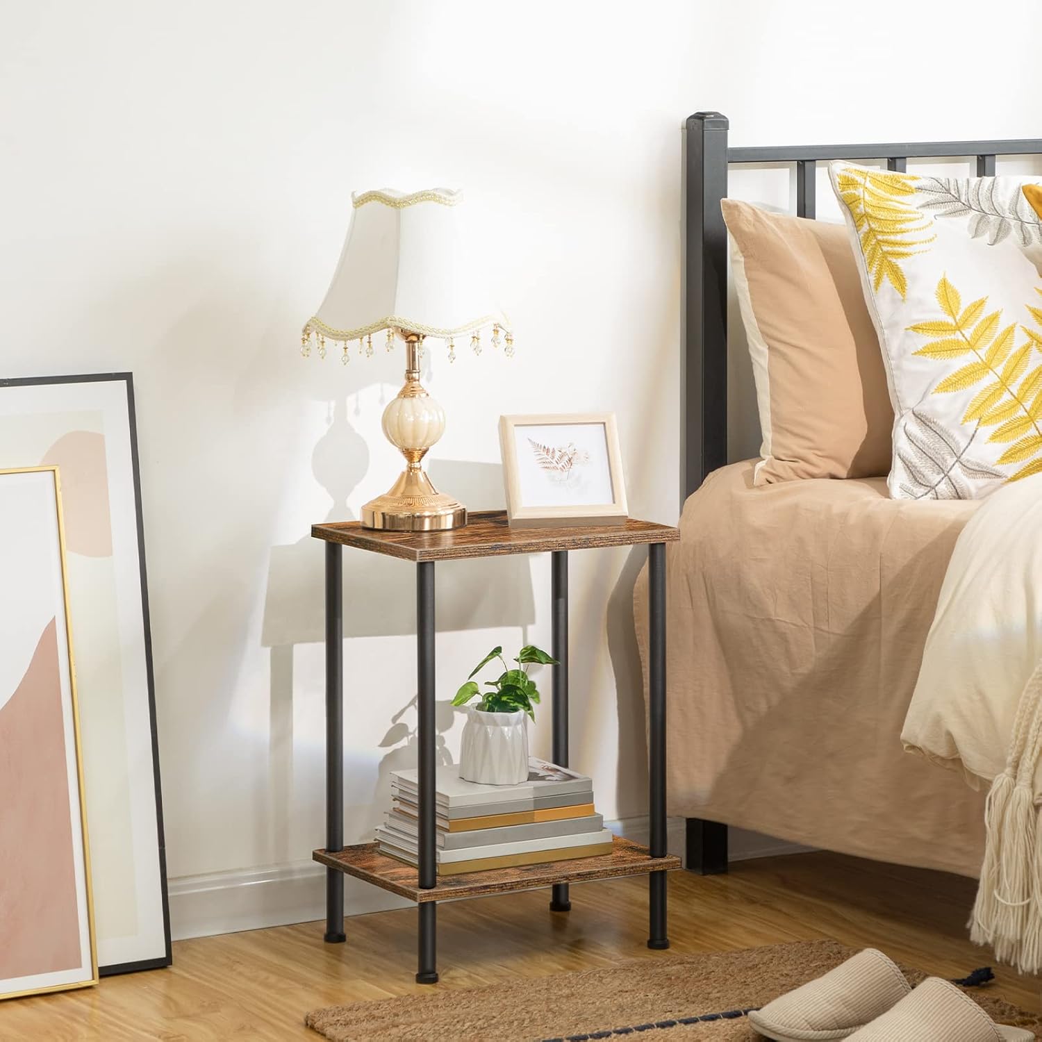 Bedside Table with Double Storage Shelf - Image 2