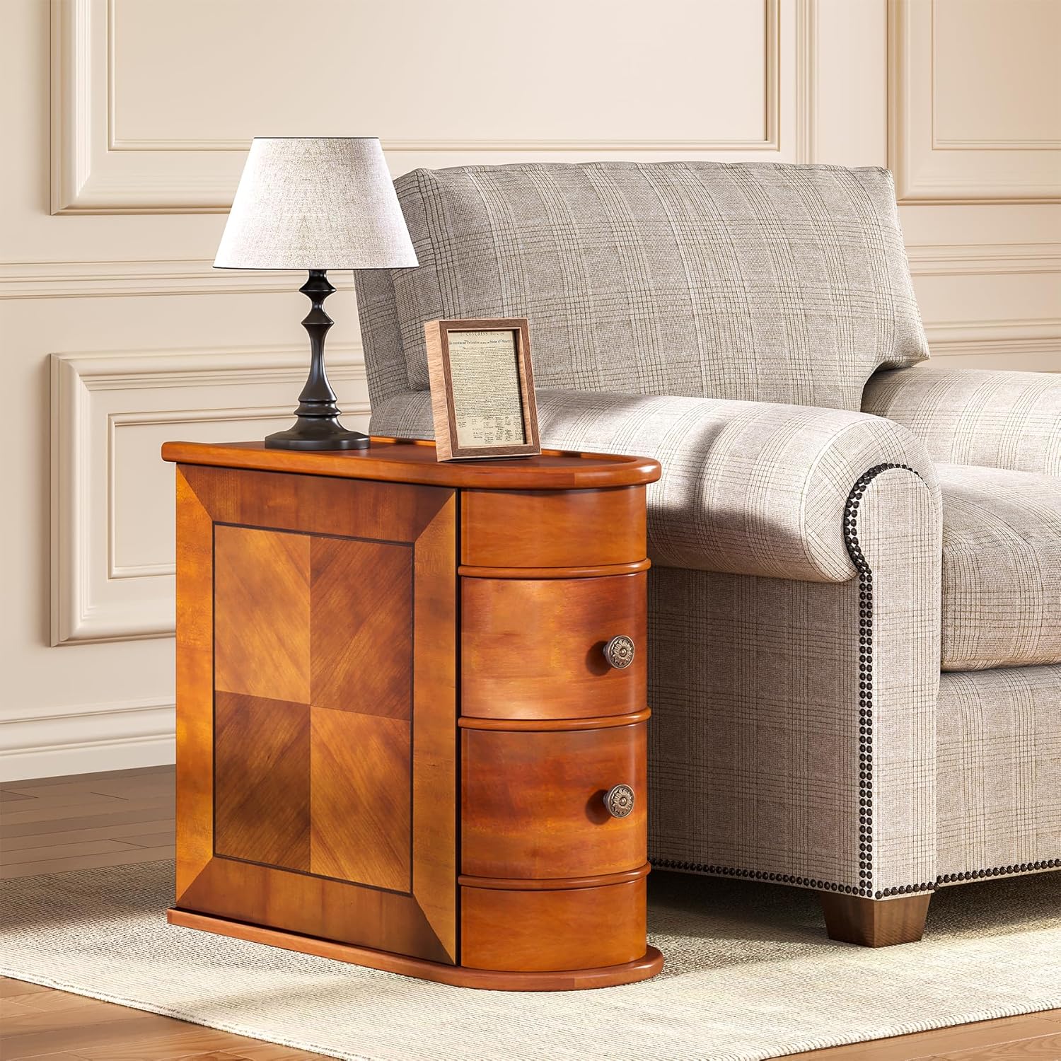 Wooden Side Table with Two Drawers